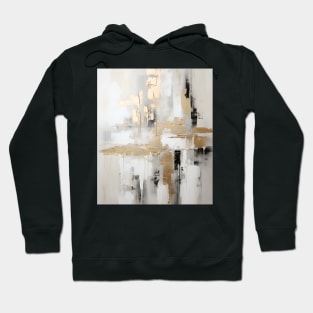 Urban Elegance: Abstract Fusion of Black, White, and Gold Hoodie